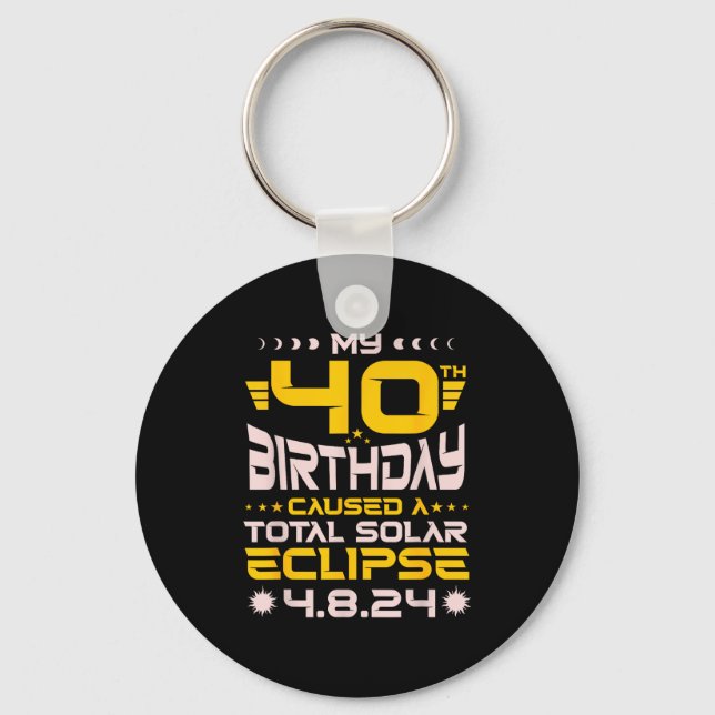 40th Birthday Total Solar Eclipse Keychain (Front)