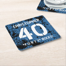 40th Birthday Trendy BLUE Grunge Pattern A07