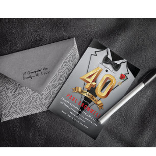 40th Birthday Tuxedo  Invitation