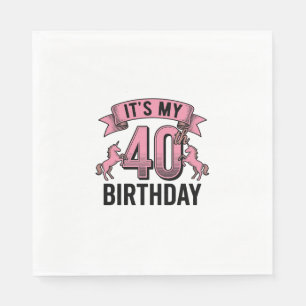 40th Birthday Unicorn Vintage Engraving Design_1 Napkin