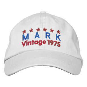 40th Birthday Vintage 1975 Six Stars V02 WHITE Embroidered Hat