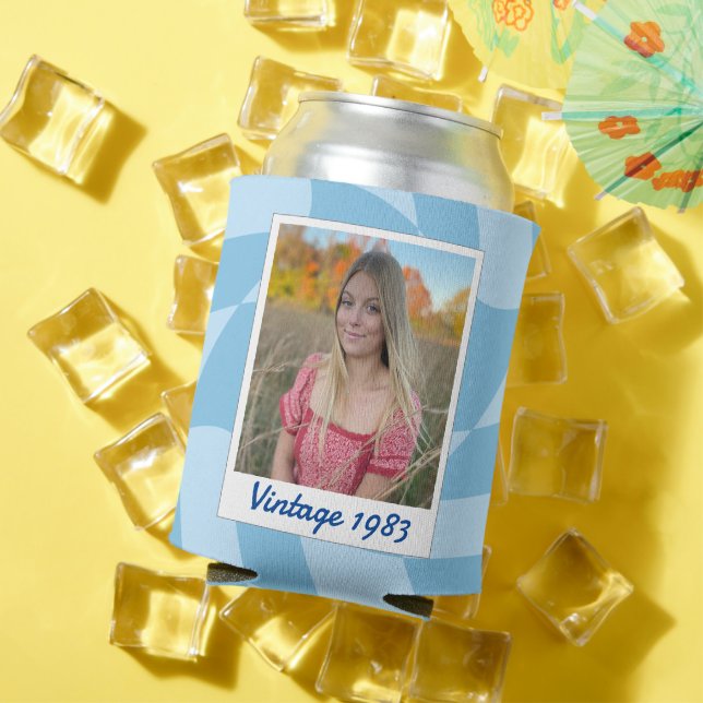 40th Birthday Vintage 1983 Striped Can Cooler (In Situ Summer)