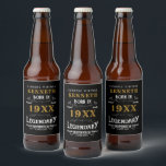 40th Birthday Vintage Black Gold Add Name Year Beer Bottle Label<br><div class="desc">For those celebrating their 40th birthday we have the ideal birthday party beer label with a vintage feel. The black background with a white and gold vintage typography design is simple and yet elegant with a retro feel. Easily customize the text of this birthday gift using the template provided. See...</div>