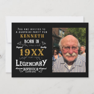 40th Birthday Vintage Black Gold Add Name Year Invitation