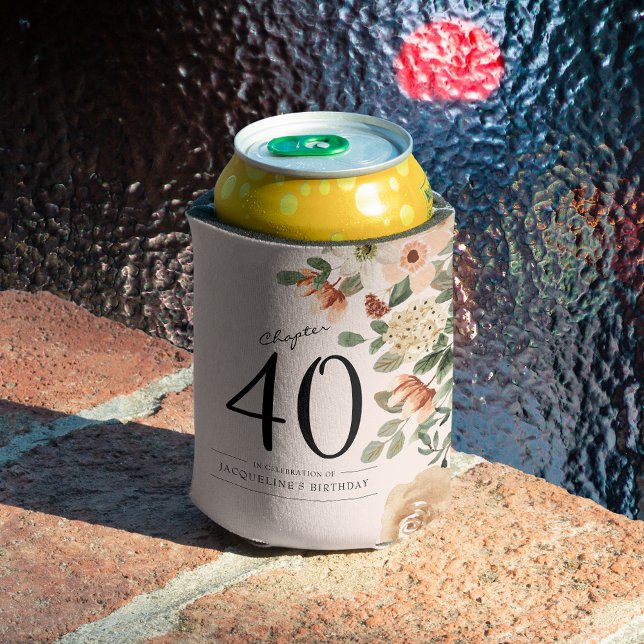 40th Birthday Vintage Floral Can Cooler (40th Birthday Vintage Floral Can Cooler
Sophisticated and elegant addition to a birthday party.)