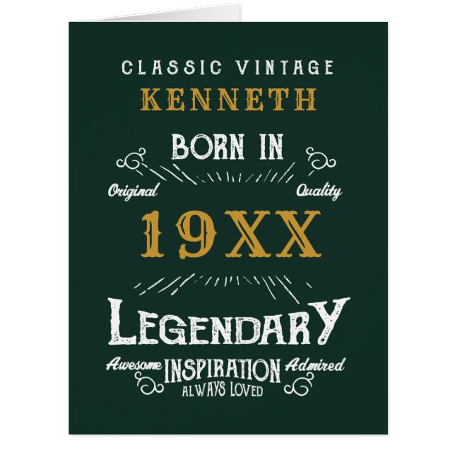 40th Birthday Vintage Green Gold Add Name Year  (Front)