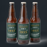 40th Birthday Vintage Green Gold Add Name Year Beer Bottle Label<br><div class="desc">For those celebrating their 40th birthday we have the ideal birthday party beer label with a vintage feel. The green background with a white and gold vintage typography design is simple and yet elegant with a retro feel. Easily customize the text of this birthday gift using the template provided. See...</div>