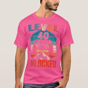40th Birthday Vintage Level 40 Unlocked Video Game T-Shirt