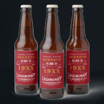 40th Birthday Vintage Red Gold Add Name Year Beer Bottle Label<br><div class="desc">For those celebrating their 40th birthday we have the ideal birthday party beer label with a vintage feel. The red background with a white and gold vintage typography design is simple and yet elegant with a retro feel. Easily customize the text of this birthday gift using the template provided. See...</div>