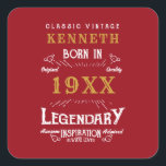 40th Birthday Vintage Red Gold Add Name Year Square Sticker<br><div class="desc">For those celebrating their 40th birthday we have the ideal birthday sticker with a vintage feel. The red background with a white and gold vintage typography design is simple and yet elegant with a retro feel. Easily customize the text of this birthday gift using the template provided. See in store...</div>