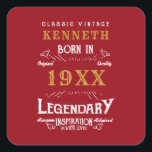 40th Birthday Vintage Red Gold Add Name Year Square Sticker<br><div class="desc">For those celebrating their 40th birthday we have the ideal birthday sticker with a vintage feel. The red background with a white and gold vintage typography design is simple and yet elegant with a retro feel. Easily customize the text of this birthday gift using the template provided. See in store...</div>