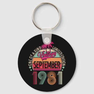 40th Birthday Vintage Sep 1981 40 Years Old Keychain