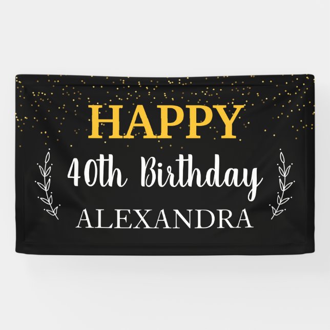 40th Birthday Vinyl Banner, 3' x 5' Banner (Horizontal)