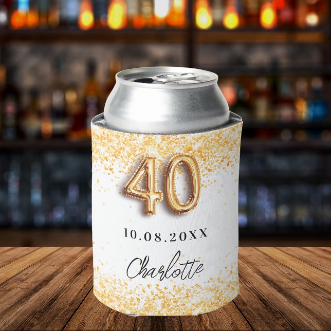 40th birthday white gold confetti can cooler (Creator Uploaded)