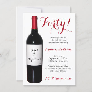 40th Birthday Wine Bottle Invitations