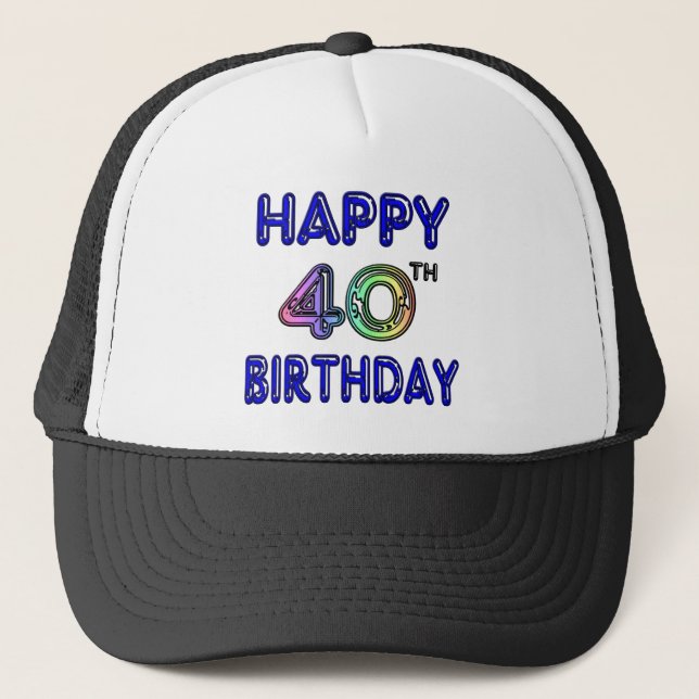 40th Birthday with Ballon Font Trucker Hat (Front)