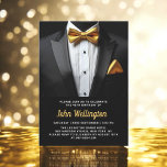 40th Black and Gold Tuxedo Birthday Event Invitation<br><div class="desc">Celebrate in style with this Black and Gold Tuxedo Birthday Event Invitation, exuding elegance and sophistication. The sleek black background and shimmering gold accents set the tone for a luxurious affair, perfect for a milestone celebration. With its refined tuxedo-inspired design, this invitation captures the essence of a classy evening filled...</div>