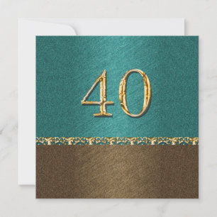 40th blue brown elegant party invitation