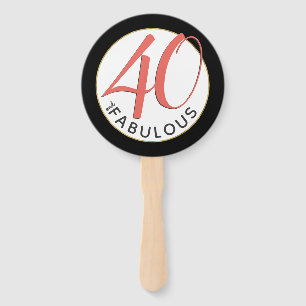40th Coral Script Typography 40 and Fabulous Hand Fan