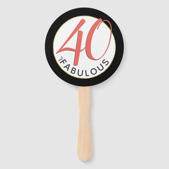 40th Coral Script Typography 40 and Fabulous Hand Fan (Front)