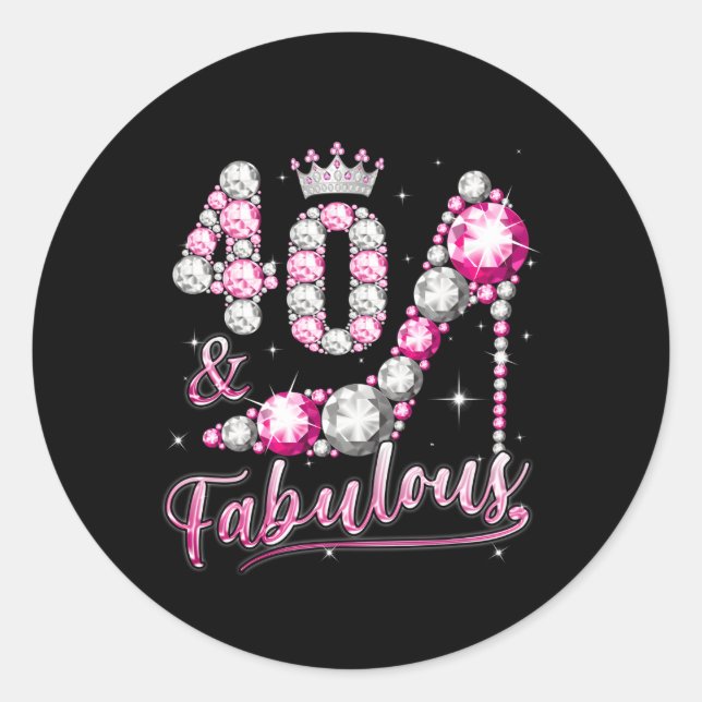 40Th Diamond Crown Shoes 40 Fabulous 40 Classic Round Sticker (Front)