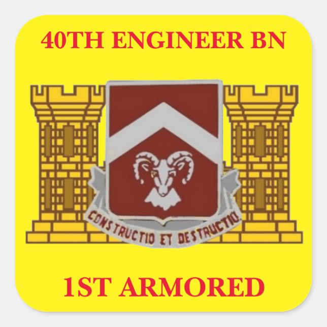 40TH ENGINEER BATTALION 1ST ARMORED STICKERS (Front)