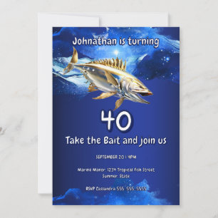 40th Fishing invite bass fish ocean theme men