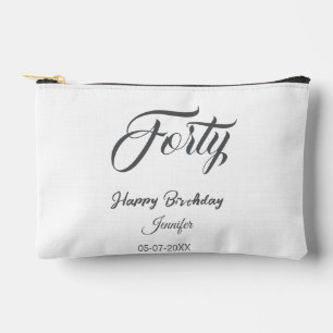 40th forty letterbirthday add name date year gray accessory pouch