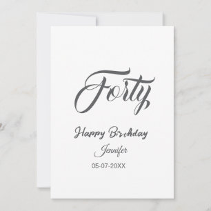 40th forty letterbirthday add name date year gray invitation