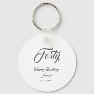 40th forty letterbirthday add name date year gray  keychain