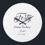40th forty letterbirthday add name date year gray large clock<br><div class="desc">editable design</div>
