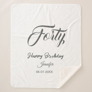 40th forty letterbirthday add name date year gray sherpa blanket