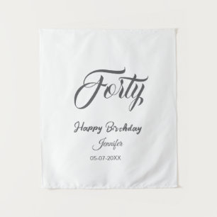 40th forty letterbirthday add name date year gray  tapestry
