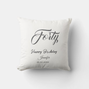 40th forty letterbirthday add name date year gray  throw pillow