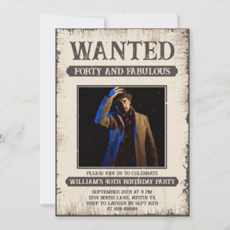 40th Funny Retro Vintage Forty Year Birthday Invitation