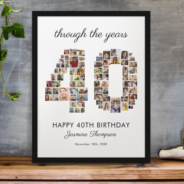 40th Happy Birthday Photo Collage Poster (Creator Uploaded)