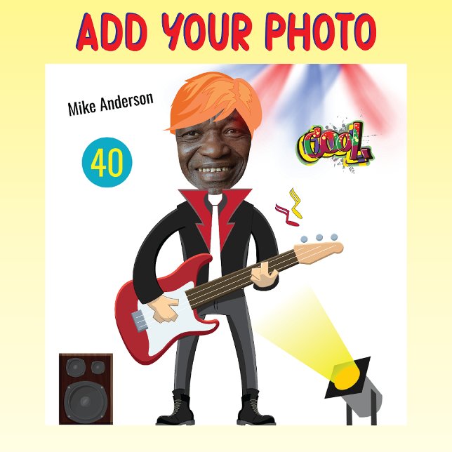 40th Mens 🎸🤣 Rockstar Birthday Guitar Funky Fun  Wrapping Paper (Creator Uploaded)