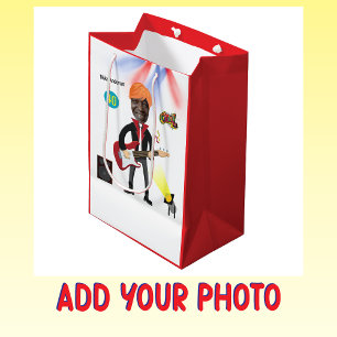 40th Men's Rockstar 🎸 Funky Birthday Guitar Medium Gift Bag