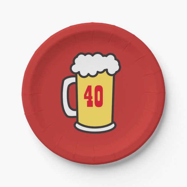 40th Milestone Birthday Party Beer Plates (Front)