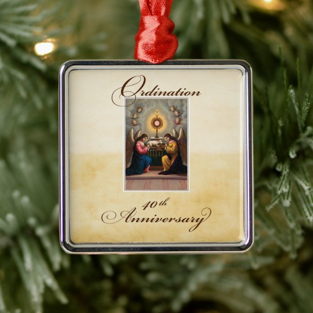 40th Ordination Anniversary Angels at Altar Metal Ornament (Tree)