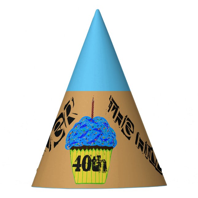 40th Over the Hill Cupcake Balloons Party Hats (Front)