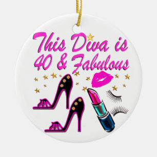 40TH PARTY DIVA CERAMIC ORNAMENT