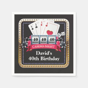 40th Poker Playing Card Casino Birthday Napkins