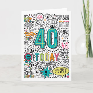 40th Printable Birthday Card