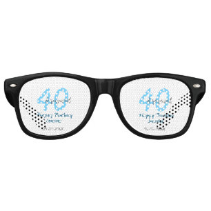 40th & renewed birthday name date blue bold number retro sunglasses