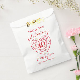 40th Ruby Anniversary 40 years personalized Favour Favour Bag