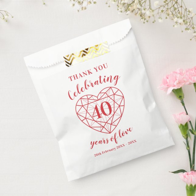 40th Ruby Anniversary 40 years personalized Favour Favour Bag (Sealed)