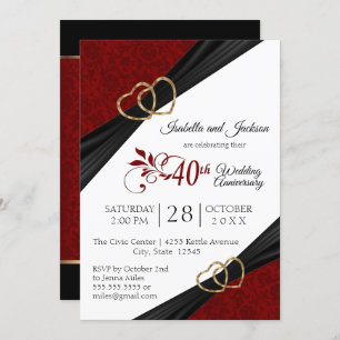 40th Ruby Anniversary Design Invitation