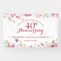 40th Ruby Anniversary Floral Watercolor Welcome