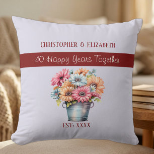 40th ruby anniversary flowers purple throw pillow